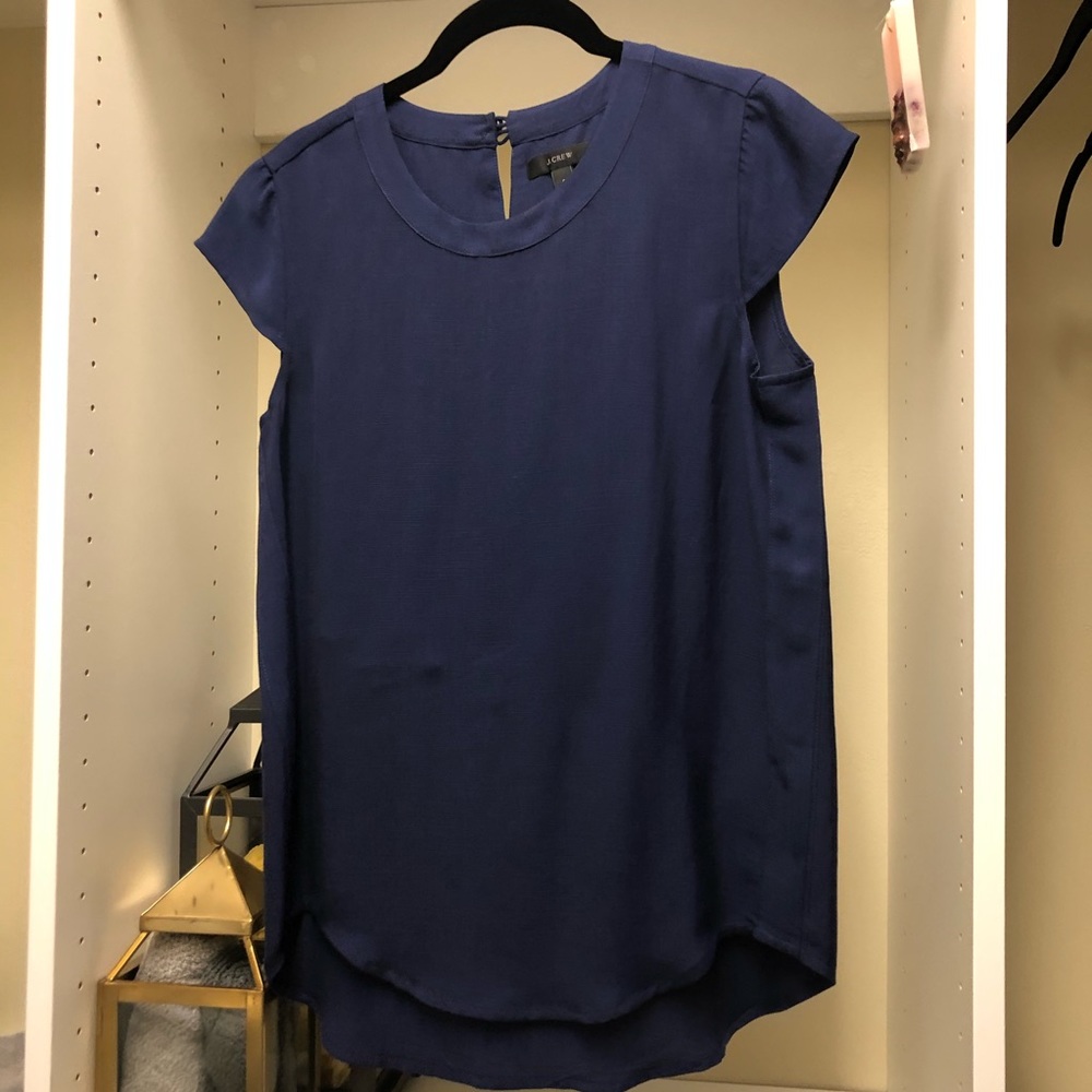 J.crew cap sleeve navy top Sz0